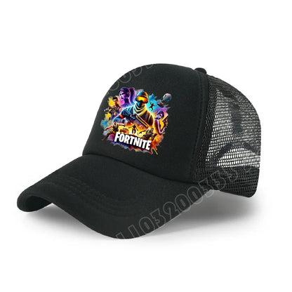 Fortnite-baseballkasket med tegneserieagtigt spilprint til børn, åndbar mesh-sommerkasket med justerbar skygge, fødselsdagsgave til børn