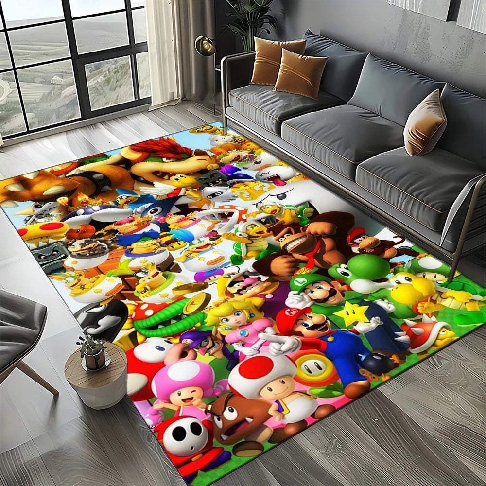 Retro Mario Cartoon  Area Rug,Carpet Rug for Home Living Room Bedroom Sofa Doormat Decor,Kids Play  Floor Mat