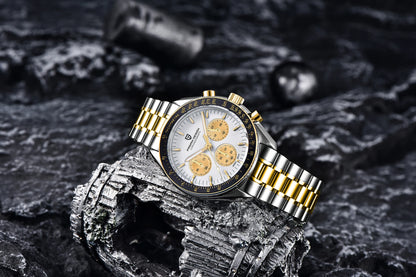 PAGANI DESIGN Saturn Men's Watches 2026 New Top Luxury Quartz Watch Men Light Tan Chronograph AR Sapphire crystal Wristwatch Men