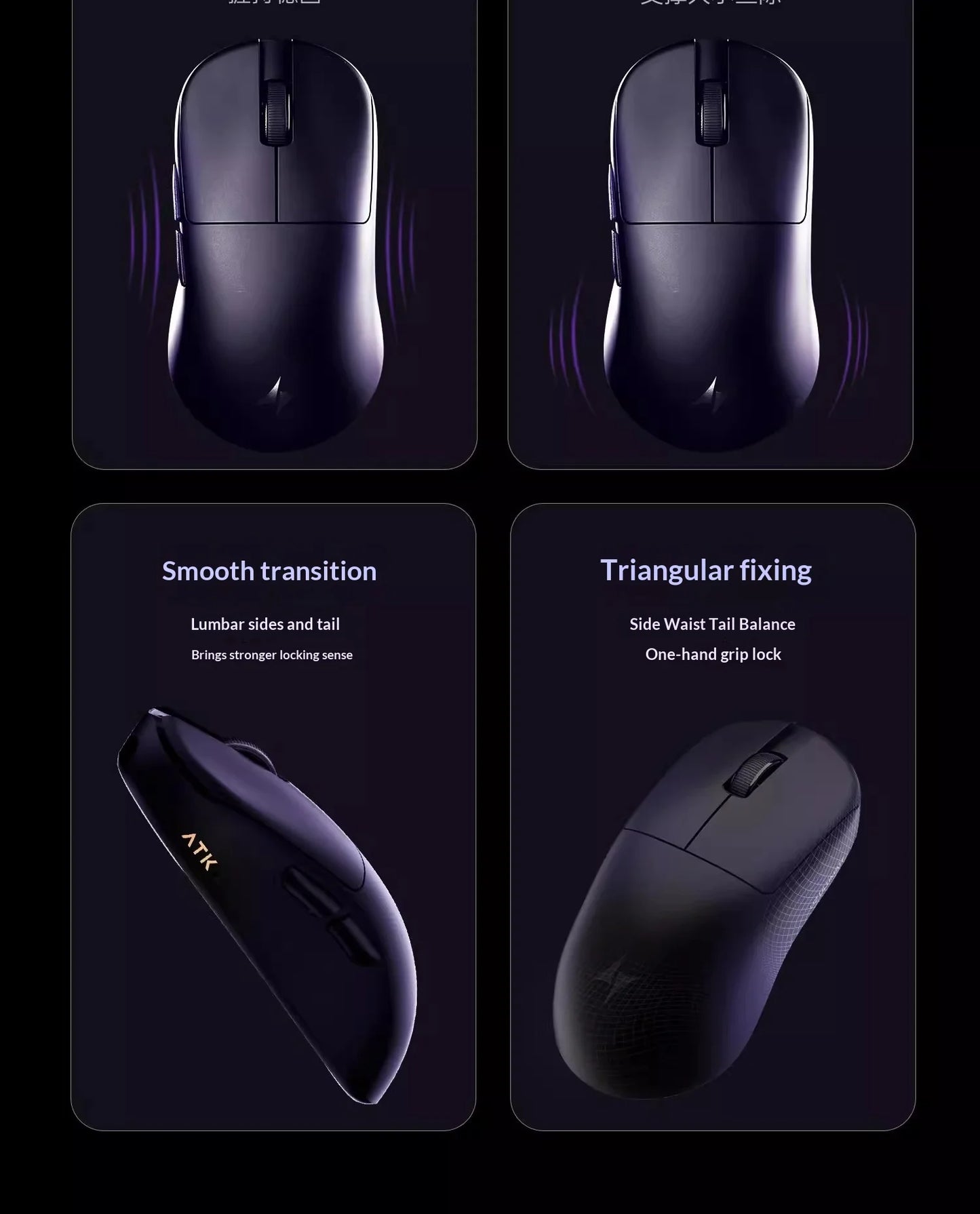 NEW ATK U2 V2 Mini Ultimate Wireless Gaming Mouse Tri-model Lightweight PAW3950Ultra 8KHz 500mAh Custom Ergonomic E-sports Mouse