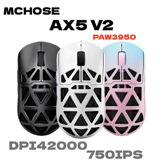 MCHOSE AX5 V2 Wireless Gaming Mouse 8KHz Polling, PAW3950 Optical Sensor, 42000 DPI Tri-Mode Magnesium Alloy Gaming Mouse