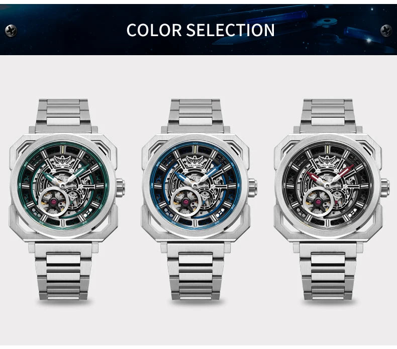 Yelang V1216 Men Watch Luxury Brand Watch 42mm Hollow Dial Japan MIYOTA 8N40 Automatic Movement 100M Waterproof Watch Luminous