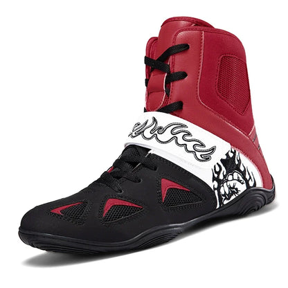 2026 Professional Boxing Shoes Big Size Wrestling Shoes Lightweight Outdoor Male Gym Training Sneakers White Red Man