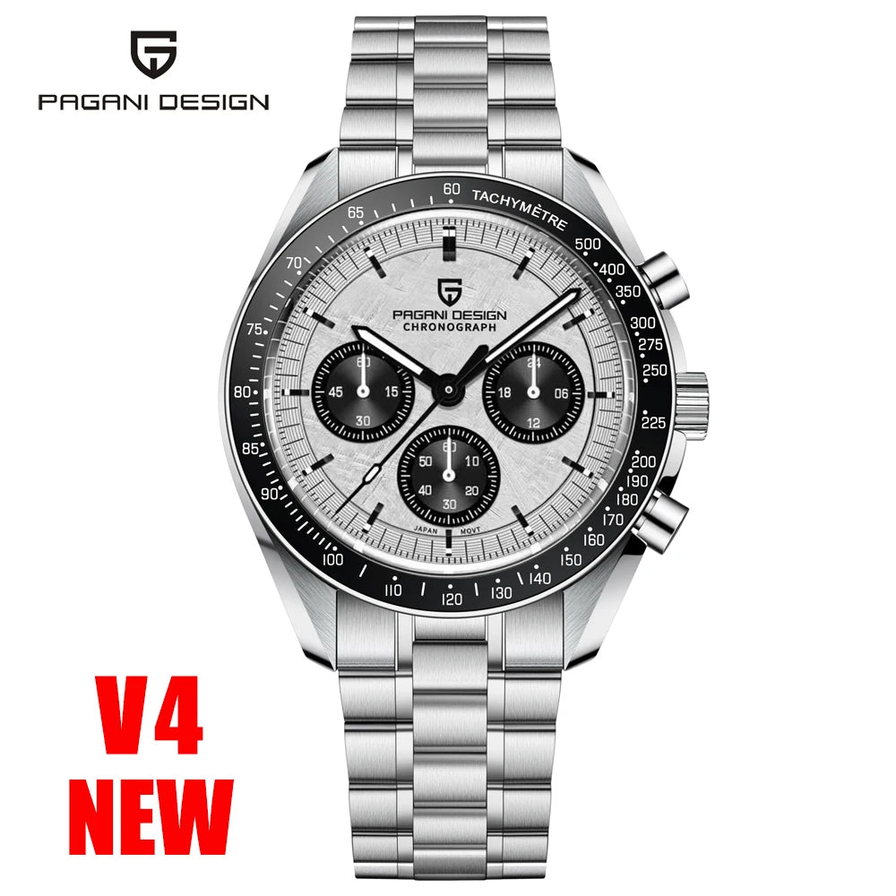 PAGANI DESIGN 2026 New Saturn Men's Watches Quartz Watch For Men Light Tan Sport Chronograph AR Sapphire Crystal Wrist Watch Men