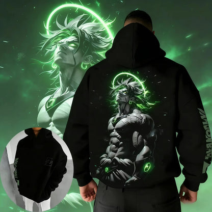 Ny Dragon Ball Z Broly Neon Halo Art-trykt hættetrøje til mænd og kvinder, herretop, sportshættetrøje, Y2K-hættetrøje