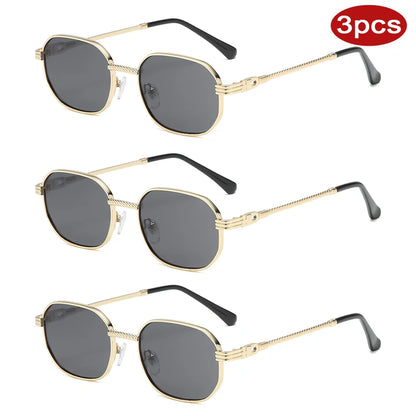 1/3pcs Fashion Rectangle Sunglasses Women UV400 Thread Design Metal Frame Sun Glasses Trendy Punk Style Black Gold Shade Unisex
