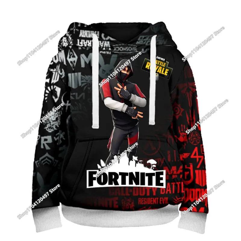 Παιδικές μπλούζες με κουκούλα Fortnite Cartoon, casual φούτερ με κουκούλα για το φθινόπωρο, ανδρικά μαλακά φούτερ με τσέπη, φαρδιές ανδρικές μπλούζες με μακριά μανίκια