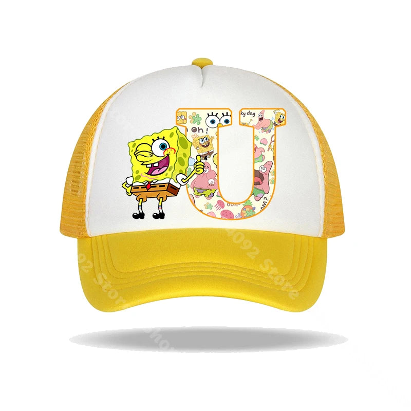 Casquette de baseball Bob l'éponge pour enfants et adultes, imprimé lettres, chapeaux de soleil, anime, dessin animé, casquettes à visière réglable, chapeau décontracté d'été, nouveauté