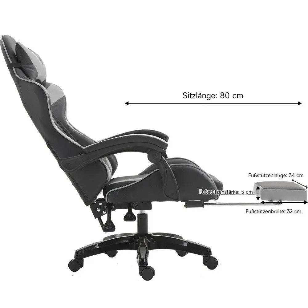 Ergonomic Gaming Chair, Office Chair, Height Adjustable, PU Leather Computer Chair, with Headrest and Lumbar Support, 360° Swivel
