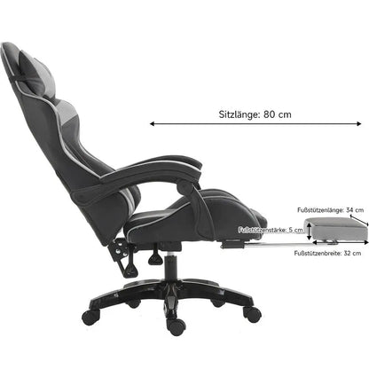 Ergonomic Gaming Chair, Office Chair, Height Adjustable, PU Leather Computer Chair, with Headrest and Lumbar Support, 360° Swivel