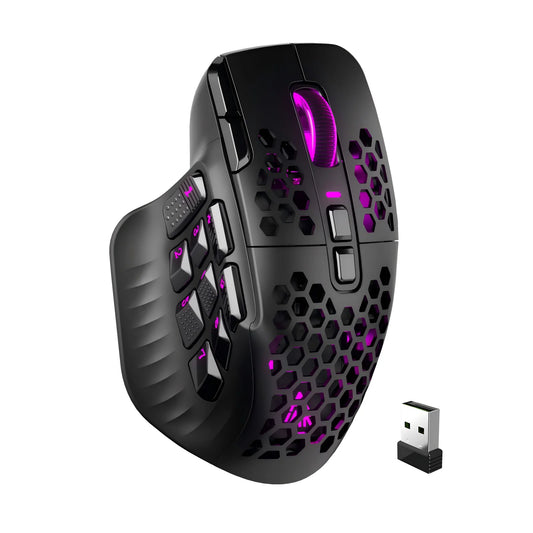 SOLAKAKA SM809 Pro Wireless MMO Gaming Mouse, PAW3311 24000 DPI RGB Programmable Gaming Mouse with 16 Side Buttons, Tri-Mode Bluetooth, 2.4GHz & Wired