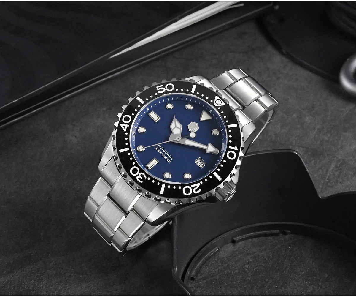 San Martin New 40-44mm Luxury Men's Diver Watch, Classic High Quality NH35 YN55 Automatic Mechanical, Sapphire, BGW-X1, 20Bar