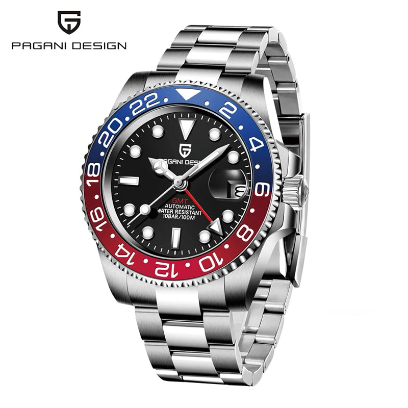 Montre automatique PAGANI DESIGN GMT 1662, montre-bracelet pour homme de 40 mm, étanche jusqu'à 100 m, montres-bracelets mécaniques pour homme Cloc