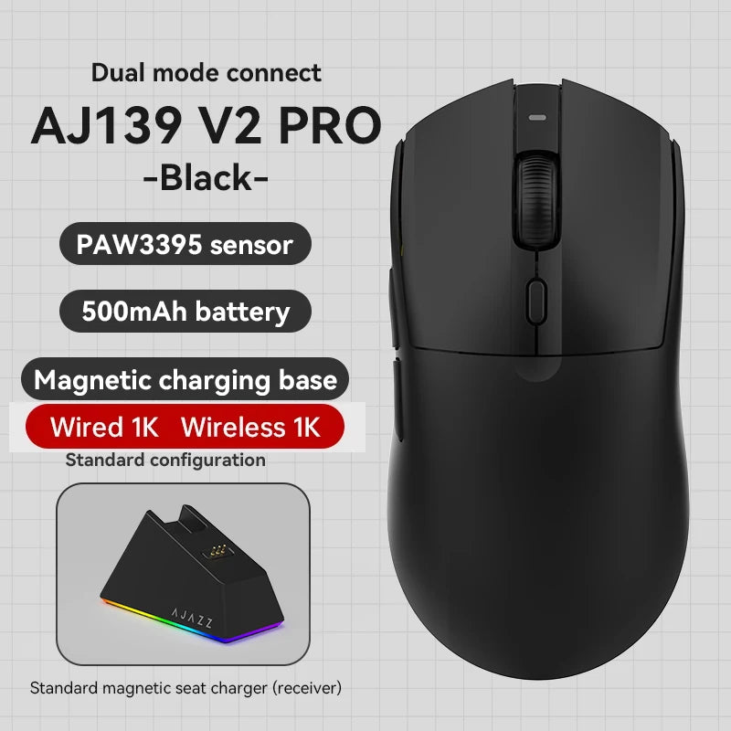 AJAZZ AJ139Pro/AJ139V2MC Wireless Mouse PMW3395/PAW3311 Chipset 12000-26000Dpi Professional Gaming Mouse