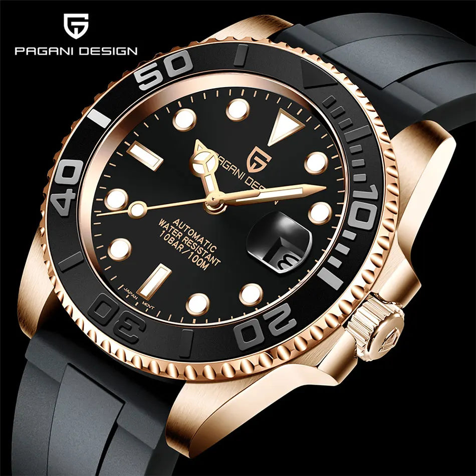 New PAGANI DESIGN 40mm Men's Wristwatch 100M Waterproof Mechanical Watches Ceramic bezel Sapphire Glass Automatic Men Watch 1651