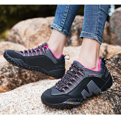 Scarpe da alpinismo da uomo in vera pelle per sport all'aria aperta, antiscivolo, da alpinismo ed escursionismo, scarpe traspiranti da turismo