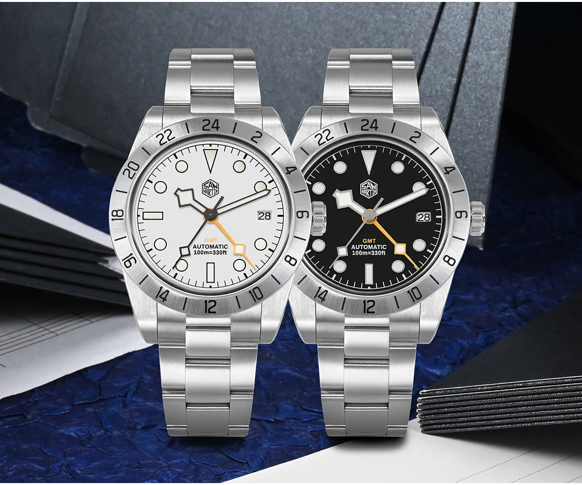 San Martin New 39mm NH34 BB GMT Automatic Mechanical Watch Sport Watch Sapphire Luminous Waterproof 100m for Men Relogio SN0054