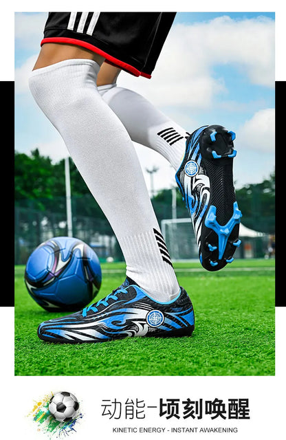 Scarpe da calcio originali da uomo, scarpe da allenamento, scarpe da calcio per bambini antiscivolo da esterno con tacchetti lunghi, scarpe da futsal da uomo, taglie 32-45