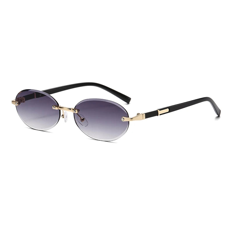 Rimless Sunglasses Oval Fashion Popular Female Male Sunglasses Round Sunglasses Female Male Summer Travel Glasses