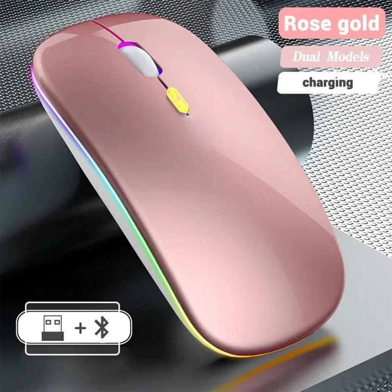 Wireless Mouse Rechargeable Dual Modes Bluetooth-compatible 2.4G USB Computer Mice For Laptop iPad Tablet Notebook Gaming Mouse