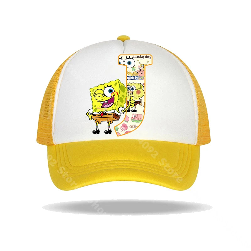 Casquette de baseball Bob l'éponge pour enfants et adultes, imprimé lettres, chapeaux de soleil, anime, dessin animé, casquettes à visière réglable, chapeau décontracté d'été, nouveauté