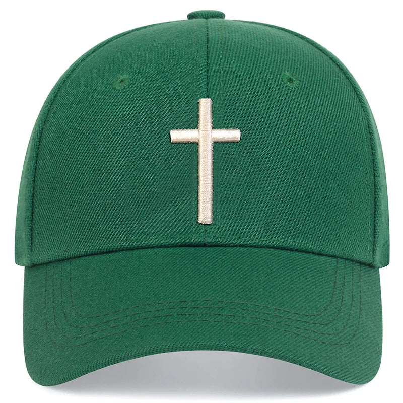 Unisex Cross Embroidery Baseball Caps Outdoor Adjustable Spring and Autumn Casual Sunscreen Hat