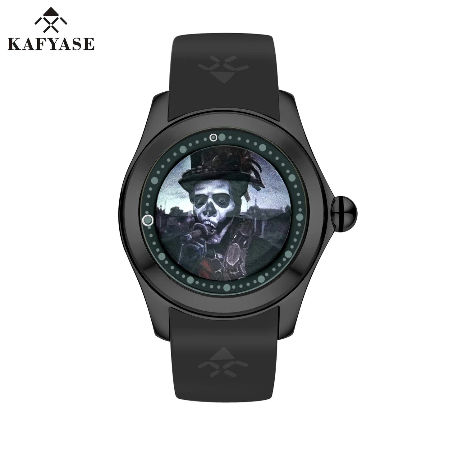 KAFYASE Fashion Earth  Bubble Rubber Automatic Watches Luxury Men 46mm Mechanical Wristwatches Art Eye Ball Dial Classic Watch