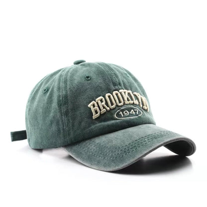 Male vintage letter embroidered duckbill cap for outdoor travel, female sun protection and shading, couple baseball cap