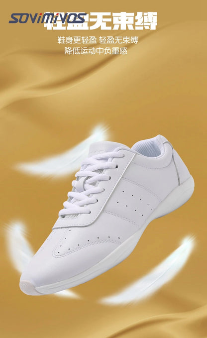 Zapatillas de baile para mujer, zapatillas deportivas planas y ligeras, zapatillas de gimnasia aeróbica de competición, zapatillas deportivas para fitness, zapatillas de baile blancas.