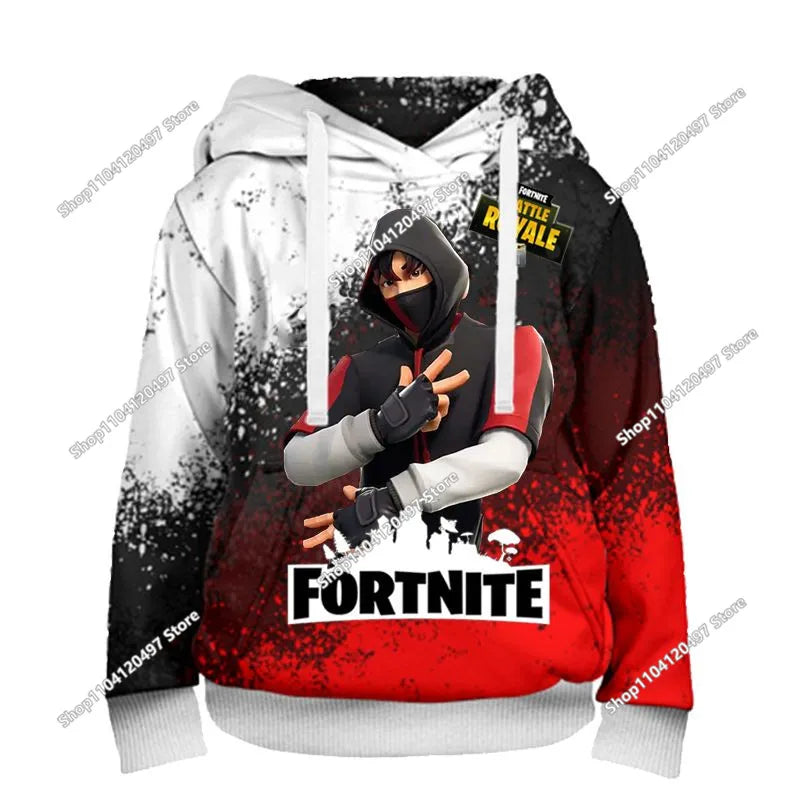 Παιδικές μπλούζες με κουκούλα Fortnite Cartoon, casual φούτερ με κουκούλα για το φθινόπωρο, ανδρικά μαλακά φούτερ με τσέπη, φαρδιές ανδρικές μπλούζες με μακριά μανίκια