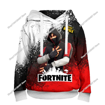 Παιδικές μπλούζες με κουκούλα Fortnite Cartoon, casual φούτερ με κουκούλα για το φθινόπωρο, ανδρικά μαλακά φούτερ με τσέπη, φαρδιές ανδρικές μπλούζες με μακριά μανίκια