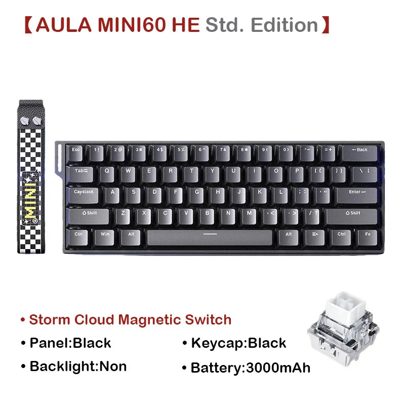 AULA MINI60 HE Tri-Mode Wireless Mechanical Keyboard Magnetic Switch 8000Hz Polling Rate RGB Backlit FPS Esports Gamer Keyboard