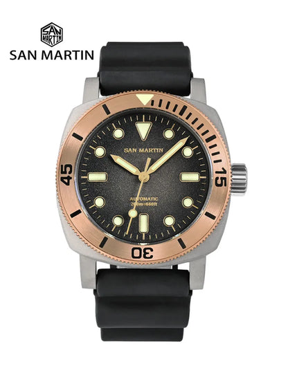 San Martin 42mm Retro Titanium Diver Watch NH35 Automatic Men Mechanical Watches Bronze Bezel Sapphire Luminous Waterproof 200m