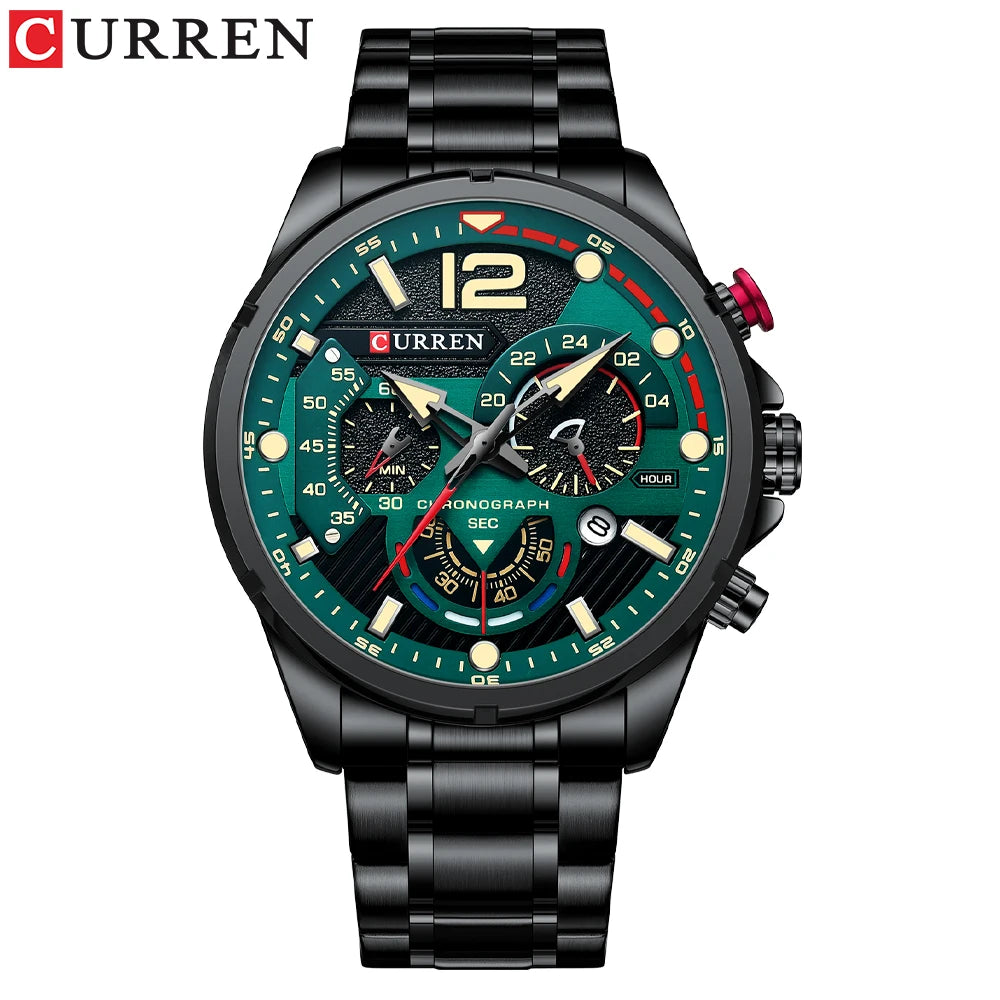 CURREN Watches Men's Sport Quartz Chronograph Wristwatches Luxury Stainless Steel Clock with Luminous Watch Relogio Masculino