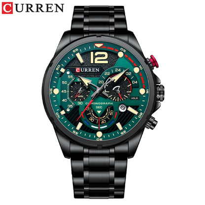 CURREN Watches Men's Sport Quartz Chronograph Wristwatches Luxury Stainless Steel Clock with Luminous Watch Relogio Masculino