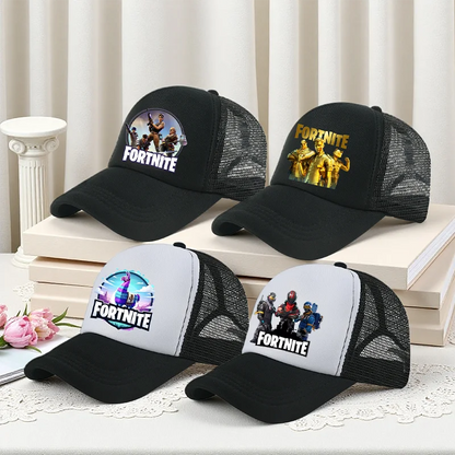 Fortnite-baseballkasket med tegneserieagtigt spilprint til børn, åndbar mesh-sommerkasket med justerbar skygge, fødselsdagsgave til børn