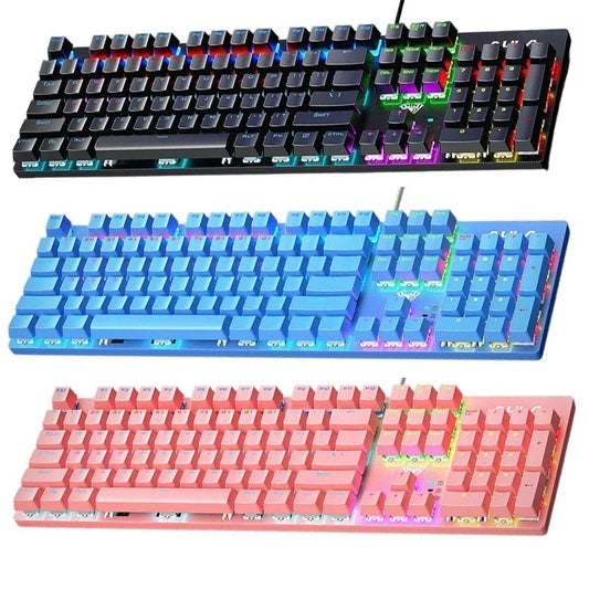 Wired Mechanical keyboard Gamer USB Keyboards gaming Backlit Musical 100% Computer 104 keys keyborad Ergonomic Pc key board