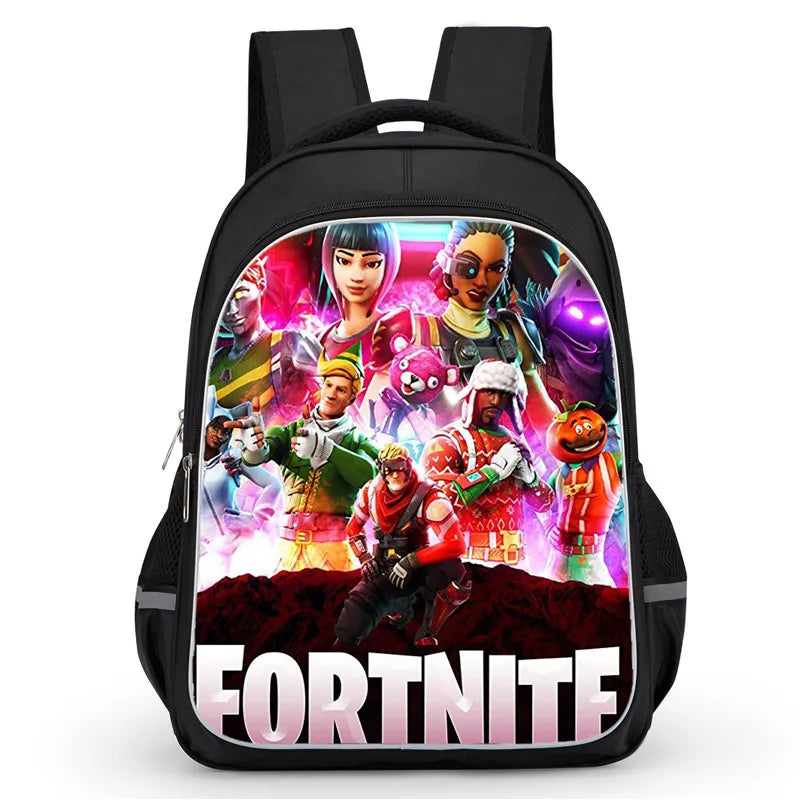 16 Inch Fortnite Cartoon Backpack Unisex for Boys Girls with Dual Zippers Large capacity lightweight student backpack