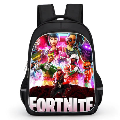 16 Inch Fortnite Cartoon Backpack Unisex for Boys Girls with Dual Zippers Large capacity lightweight student backpack