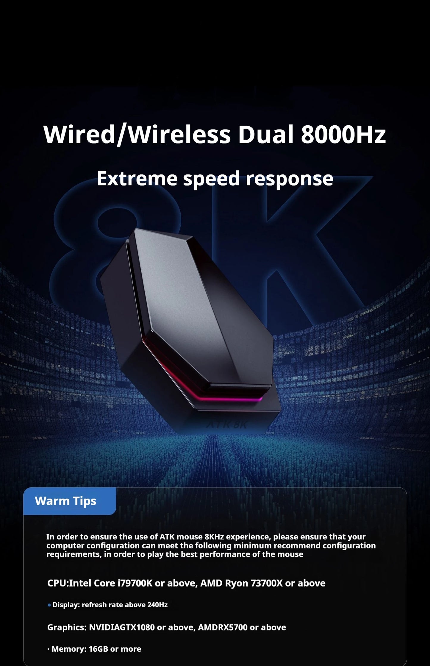 ATK Z1 Pro Max Ultra Wireless Gaming Mouse Customized Foot PAW3950 Ultra Smart Speed Wireless 8k Polling Rate 0.39ms Low Latency