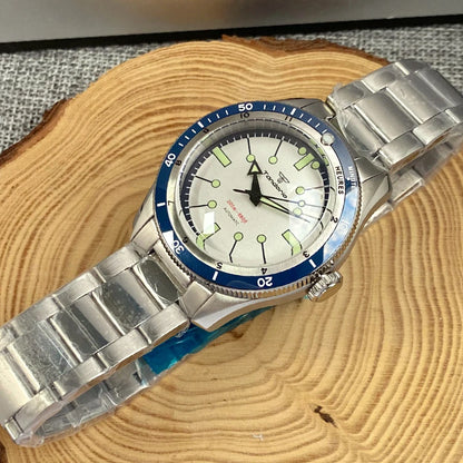 200M Water Resistant Mechanical Wristwatch Miyota 8215 Domed Sapphire Glass 120 clicks Bezel Steel Band Luminous Marks