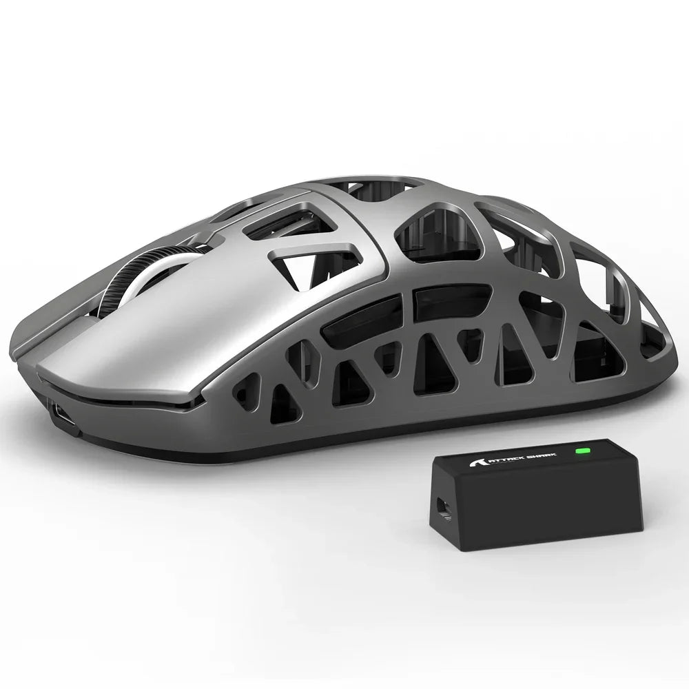 Mysz gamingowa ATTACK SHARK R3 ze stopu magnezu 8K SUPERLIGHT 8000Hz 6 regulowanych poziomów DPI do 26000 PAW3395 BT/2.4G bezprzewodowa/przewodowa
