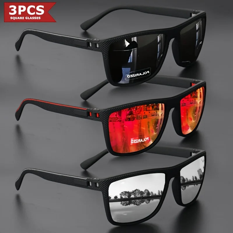 2025 New Square Frame Polarized Sunglasses High-Quality Spring Hinges Multicolor Coated Lenses for Vacation Driving Fishing UV P
