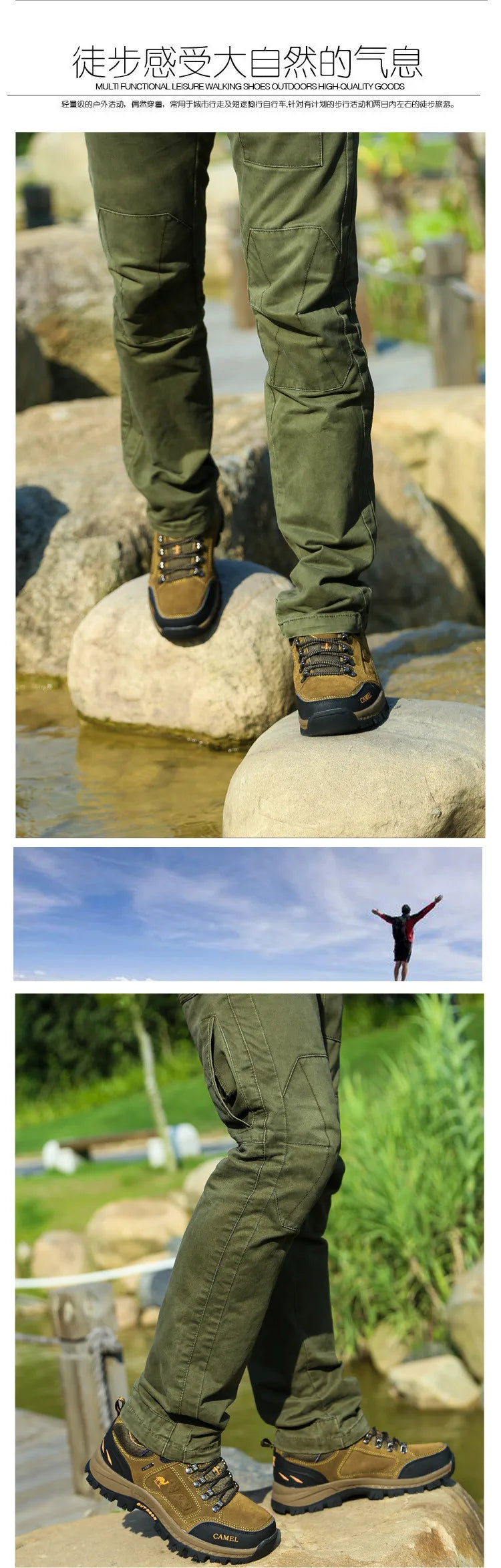 Pánské semišové kožené turistické boty pro outdoor, trail a trekking, protiskluzové prodyšné lezecké boty pro muže, pánská horská sportovní obuv