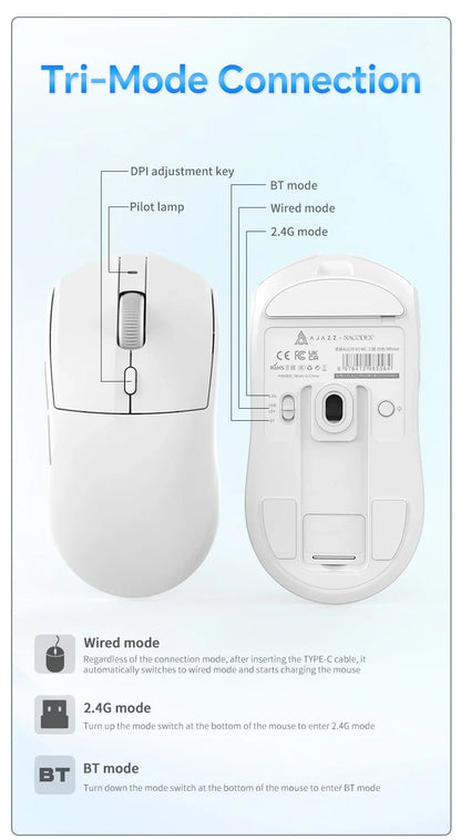 Langaton pelihiiri AJAZZ AJ139 V2 MC/AJ139 PRO, PAW3311/PAW3395-sensori, 12000DPI/26000DPI, 500mAh, Bluetooth-hiiri PC:lle