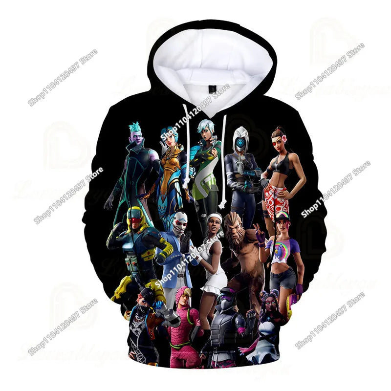Φούτερ Cosplay Fortnites με κουκούλα, 3D τύπωμα παιχνιδιού, unisex, casual παλτό, anime περιφερειακό kawaii μπουφάν, παιδικά ρούχα, δώρα