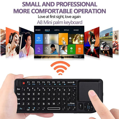 A8 Mini Wireless Keyboard 2.4G 7 Color Backlit 3 in 1 Handheld Keyboard with Touchpad Air Mouse for Android TV Box PC Tablet