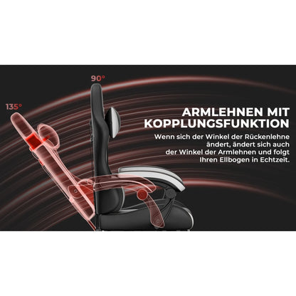 Gaming Chair Ergonomic Gaming Chair with Waist Cushion and Headrest, Office Chair Height Adjustable, Chair for Adult Girls Boy