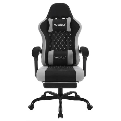 WOLTU Massage Gaming Chair Ergonomic Swivel Computer Chair with Pillow & Footrest Adjustable Headrest Lumbar Support Gamer Chair