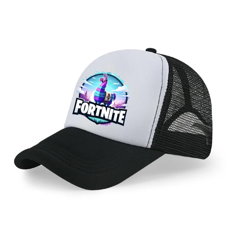 Fortnite-baseballkasket med tegneserieagtigt spilprint til børn, åndbar mesh-sommerkasket med justerbar skygge, fødselsdagsgave til børn